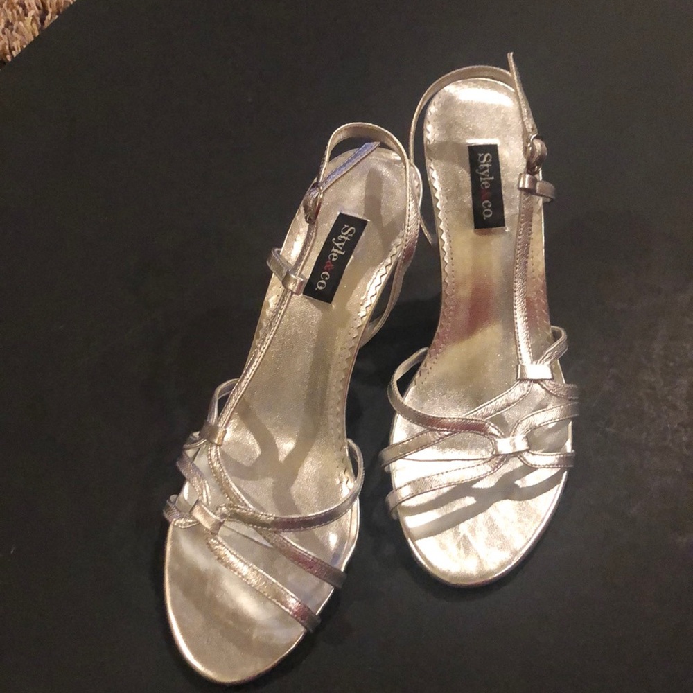 3” silver heels